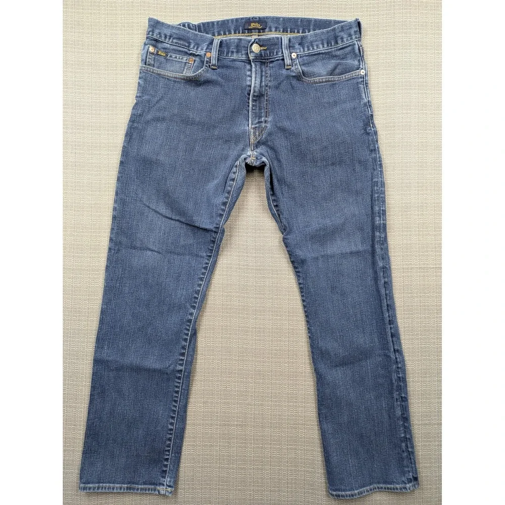 Polo Ralph Lauren Jeans Mens 34x28 Blue Hampton Relaxed Straight Stretch Denim